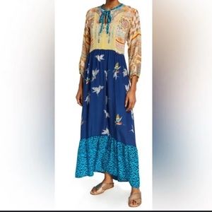 Johnny Was Cana Dress Hummingbird print size large empire tie waist